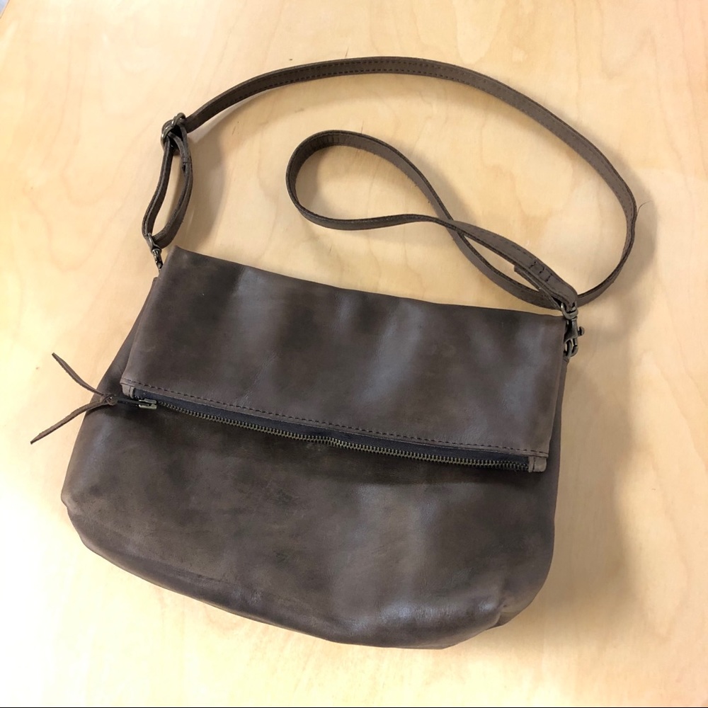 ABLE // CHOCOLATE Brown Crossbody Foldover Bag